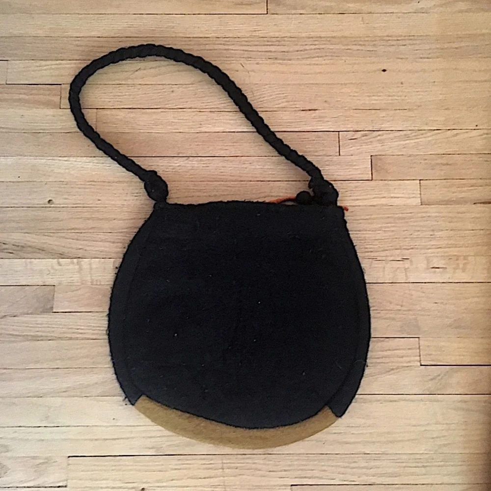 Bag RISING TIDE Handmade Shoulder Purse Wool Colorful Floral Black Blue Tan Zip